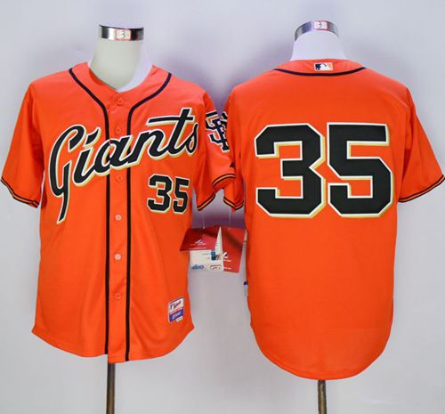 Giants #35 Brandon Crawford Orange Alternate Cool Base Stitched MLB Jersey - Click Image to Close